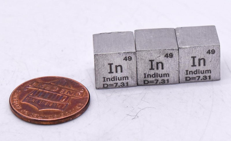 Crystal 0.39" 10mm Soft Indium Metal Cube in up to 99.9% Pure Periodic Table Element Engraved Density Collection Science Education Display Block Cube + Acrylic Case Box - 1PC - Image 3